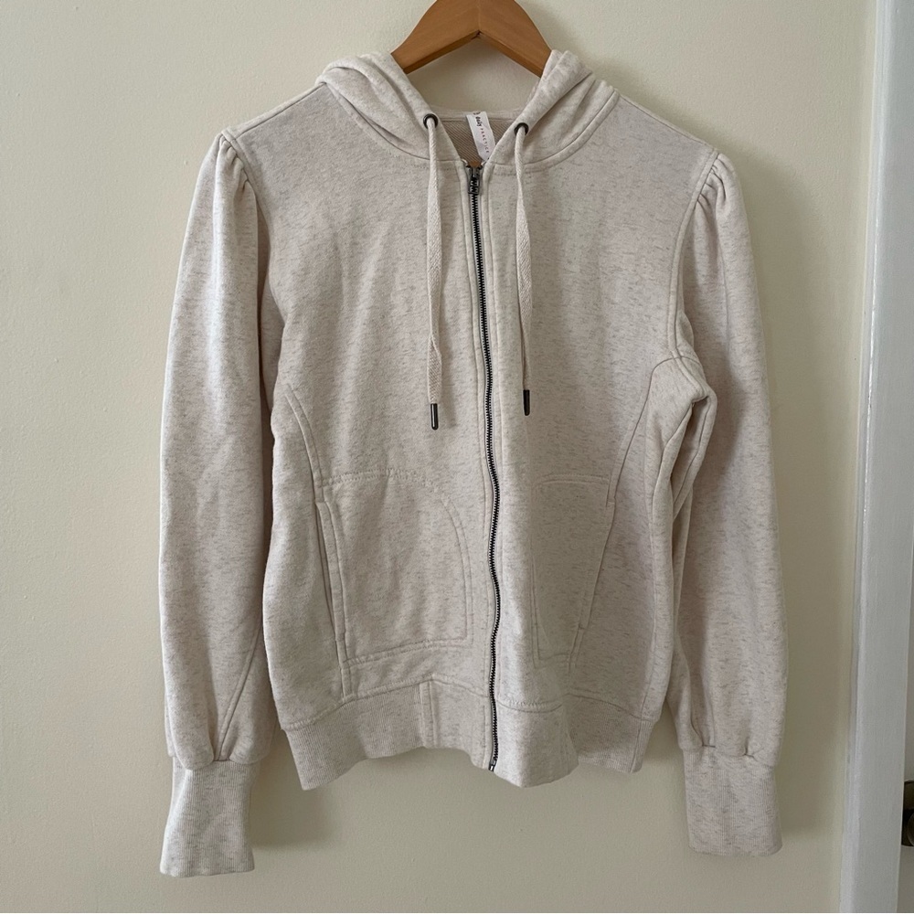 Women’s Zip-Front Hooded Sweater Jacket - Cream - Picture 5 of 6